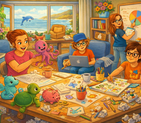 Illustration: the Bubble Buddies Team at work